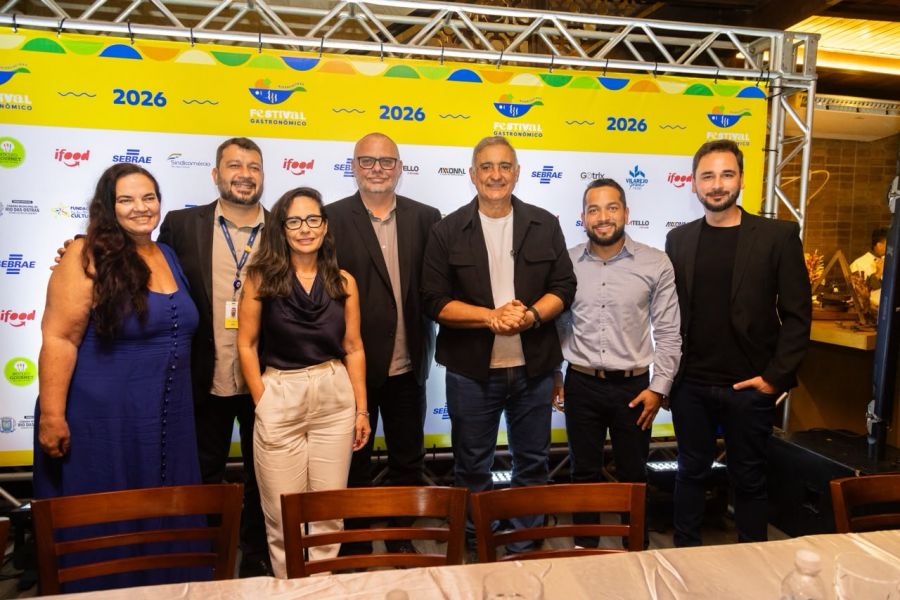 Coletiva de imprensa realizada na última segunda-feira, 27 de julho, a Prefeitura de Rio das Ostras, em parceria com o Núcleo Gourmet, Sindicomércio e o Sesc RJ, apresentou oficialmente os detalhes do Festival Gastronômico e Festival Sesc de Inverno 2026. Foto: Like Produtora