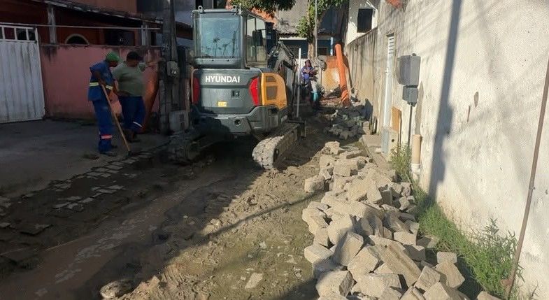 Intervenções em Nova Cidade incluem limpeza, desobstrução e recuperação da rede de drenagem para garantir o escoamento das águas das chuvas Foto: Divulgação