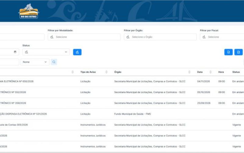 Interface do novo sistema