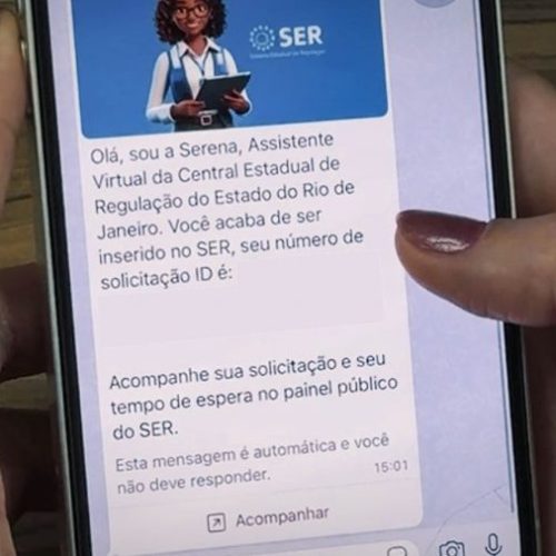Serena, assistente virtual da Secretaria de Estado de Saúde, envia mensagens para confirmação e lembrete aos pacientes Foto: Reprodução