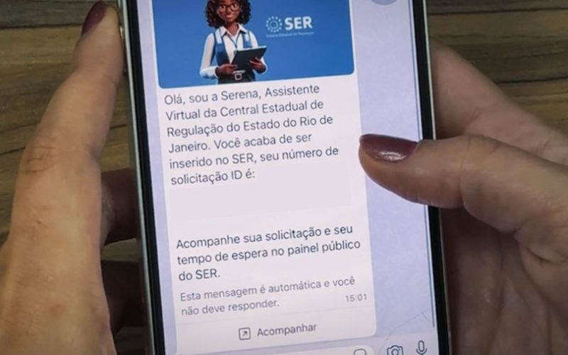 Serena, assistente virtual da Secretaria de Estado de Saúde, envia mensagens para confirmação e lembrete aos pacientes Foto: Reprodução